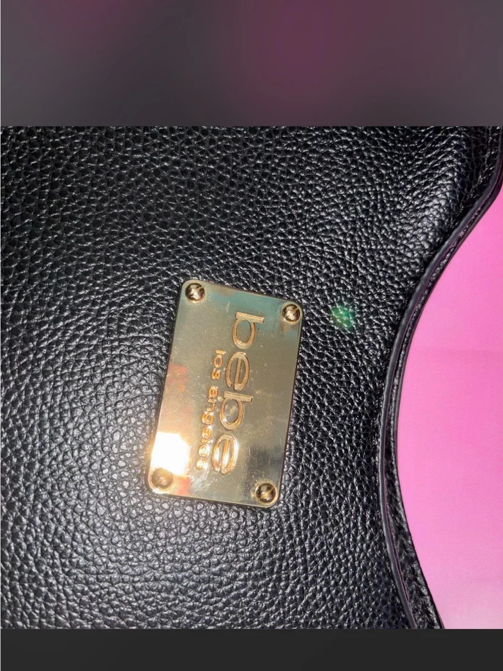 bebe Black Leather Satchel with Braided Top Handle & Removable Strap